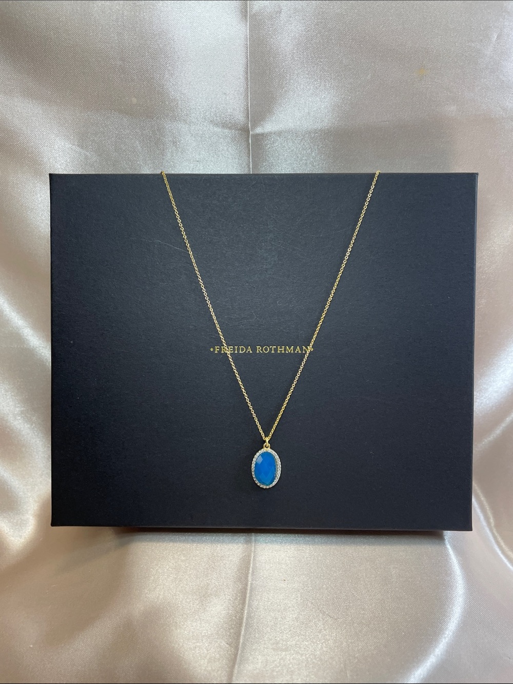 Freida Rothman VAULT Sterling Silver Blue Stone Necklace -  NWT $145 MSRP